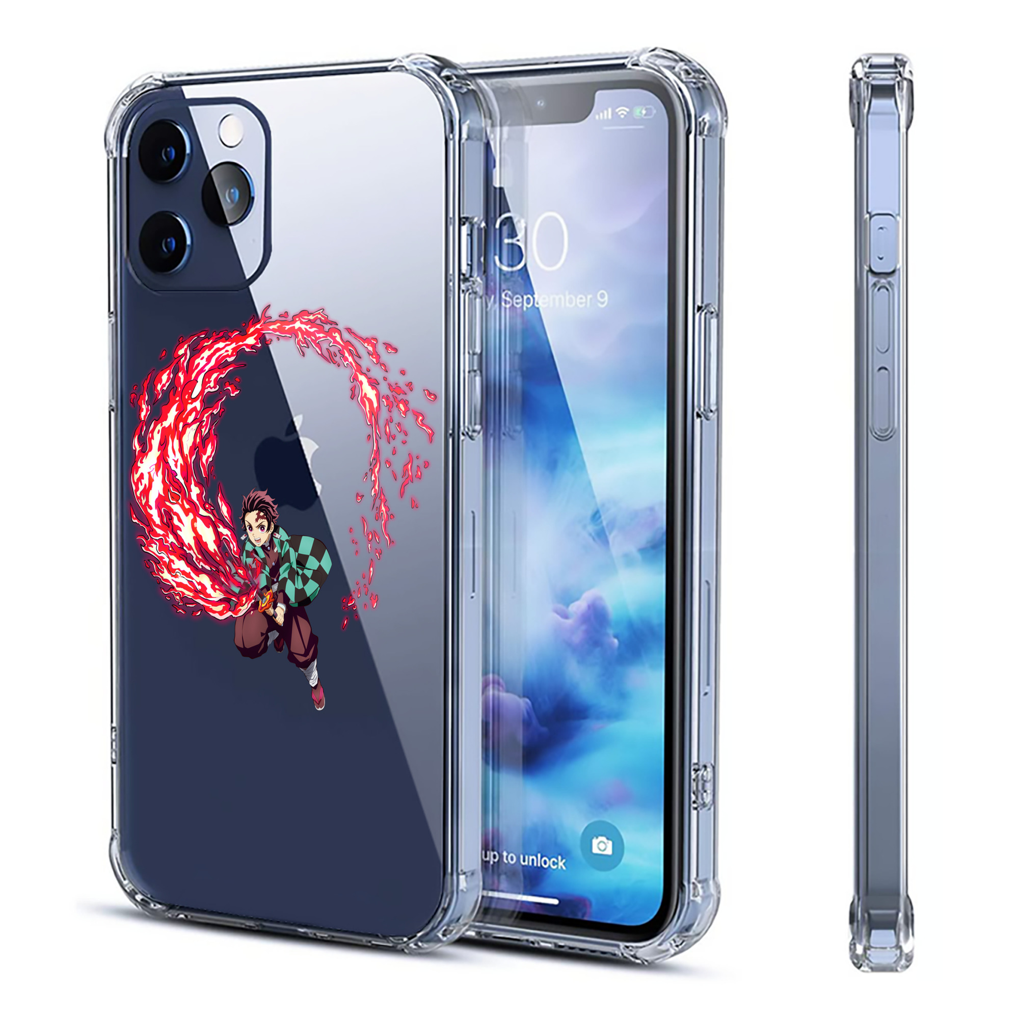 （画像用） 鬼滅の刃 竈門 炭治郎／かまど たんじろう Kamado Tanjirou 【iPhone 12シリーズ対応】透明スマホケース（クリアソフトケース）